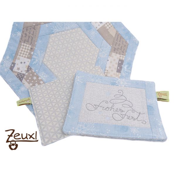 Zeuxl Untersetzer und Mug Rugs Frohes Fest